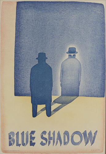 Jean-Michel Folon, Blue Shadow, s.d., 85 x 61 cm, ULB-C-AMC-0081© Collection d'art moderne et contemporain de l'ULB, photo A. Mattijs