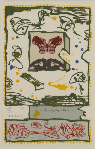 Pierre Alechinsky, Vlinder, s.d., 83 x 63 cm, ULB-C-AMC-0252© Collectie moderne en hedendaagse kunst ULB, foto A. Mattijs