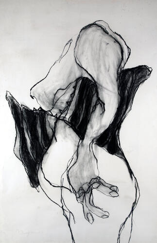 Diane Bogaerts, Zonder titel, z.d., houtskool op papier, 162 x 110 cm, ULB-C-AMC-0261© Collectie van moderne en hedendaagse kunst ULB