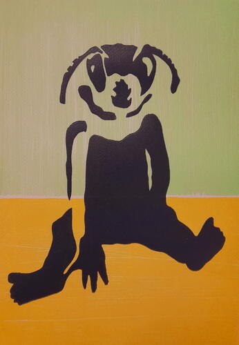Eric Schelstraete, Homo mellifera, 2023, linogravure, 50 x 36 cm, ULB-C-AMC-0366© Collection d'art moderne et contemporain de l'ULB, photo Eric Schelstraete