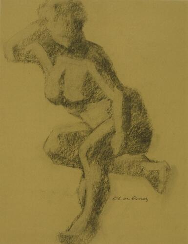 Charles De Coorde, Zonder titel (zittend naakt), z.d., 62,5 x 52,5 cm, ULB-C-AMC-0046© Collectie moderne en hedendaagse kunst ULB