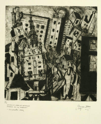 George Bras, Composition, 1991, 35 x 28,5 cm, ULB-C-AMC-0264© Collection d'art moderne et contemporain de l'ULB