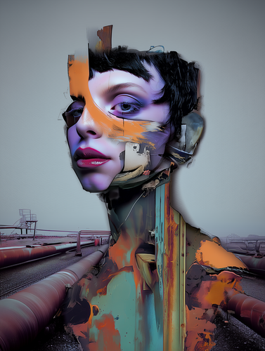 Maedeh Norouzi, EXOPORTLINE, 2025, tirage photographique d’une oeuvre IA, 50 x 30 cm, ULB-C-AMC-0380&copy; Collection d'art moderne et contemporain de l'ULB