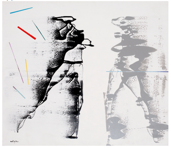 Rudi Pillen, Les antagonistes, 1990, acrylique sur toile, 104 x 119 cm, ULB-C-AMC-0191© Collection d'art moderne et contemporain de l'ULB