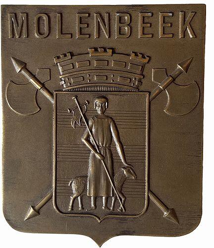 Ecusson en métal, corps des Sapeurs-Pompiers de Molenbeek
