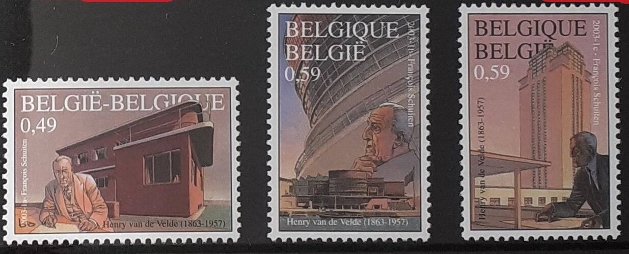 Postzegels Henry Van de Velde 1a tot 1c© François Schuiten, 2003