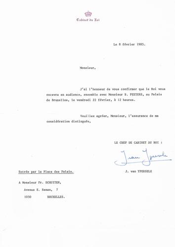 Brief aan het kabinet van de koning© Autrique Huis, 1985