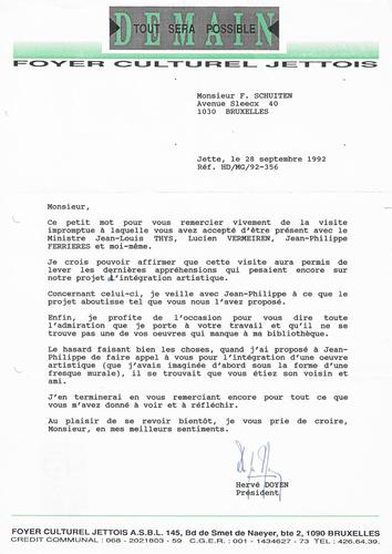 Brief Hervé Doyen© Autrique Huis, 1992