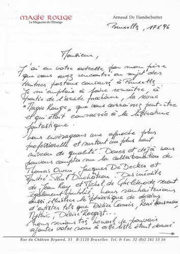 Correspondance Arnaud De Handschutter© Maison Autrique, 1996