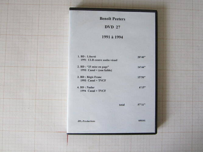 Benoît Peeters DVD 27+28 1991 à 1996 - JPL Productions© Maison Autrique, 1996