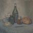 Nature morte à la bouteille de vin, pain et beurre<br>
