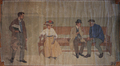 Une femme et deux hommes sur un banc avec à gauche un avocat<br>Lynen, Amédée