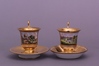 Deux tasses sur piédouche - Palais de Laeken et Pavillon de Minerve à Laeken<br>Jacquet, J.