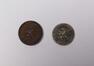 Deux pièces de monnaie belges de 5 et 10 centimes de 1862<br>
