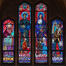 Vitrail de saint François de Salles, saint Jean Bosco, sainte Marie Mazzarello et saint Dominique Savio