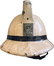 Casque en liège de fabrication anglaise, orné de l’écusson communal en métal blanc, Anderlecht 