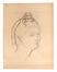 Nicole Cardon, 4 studies van hoofden naar antieke modellen, Academie voor tekenen en decoratieve kunsten van Sint-Jans-Molenbeek, houtskool, 1965-1966.