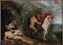 Abraham Janssens (attribué à), Pan et Syrinx, huile sur panneau de bois, [vers 1615].<br>