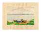 N. (ou M. ?) Boux, Barques au bord d'un lac, aquarelle sur papier, s.d.<br>