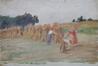 Pierre Abattucci, sans titre (Scène de moisson), huile sur carton, s.d.<br>