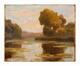 Pierre Abattucci, Lever de lune à l'étang, huile sur panneau de bois, s.d.<br>