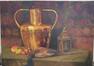 E. Bogaerts, Nature morte avec cruche, fruits, lanterne et faisan, huile sur toile, s.d.<br>