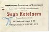 Carte de visite Jean Ketelaers, plombier-zingueur-gazier, installations sanitaires & d'éclairages, Boulevard Léopold II, 185 (Molenbeek-Saint-Jean), s.d.<br>