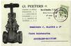 Carte postale commerciale Cl. Peeters, fonderie de métaux, robinetterie, Rue de Gosselies, 11-15 (Molenbeek-Saint-Jean), 1912.<br>
