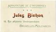 Carte de visite Manufacture de cartonnages Jules Bichon, Rue Alphonse Vandenpeereboom, 18 (Molenbeek-Saint-Jean), s.d.<br>
