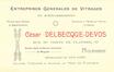 Carte de visite et devis César Delbecque-Devos, vitrier-encadreur, Rue du Comte de Flandre, 75 (Molenbeek-Saint-Jean), s.d.<br>