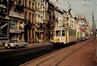 Photo Tram ligne  L barré au Boulevard Baudouin, près de la Porte d'Anvers (Bruxelles), photogr. anon., 1970.<br>
