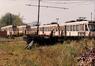 Photo Trams désaffectés stationnés Rue Vandermeeren (Molenbeek-Saint-Jean), photogr. anon., 1991.<br>