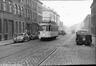 Photo Tram ligne 64 à la Rue Vanderstraeten (Molenbeek-Saint-Jean), photogr. J. Bazin, 1959.<br>
