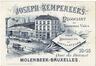 Reclamekarton Joseph Kempeneers handelaar in lege tonnen voor brouwers en distilleerders, Henegouwenkaai 13-15 (Sint-Jans-Molenbeek), s.d. [rond 1897].<br>
