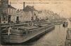 Carte-vue Canal de Charleroi, Quai des Charbonnages et commerce de céréales, charbons et sable F. De Knop (Molenbeek-Saint-Jean), éd. L. Lagaert (Bruxelles), 1908.