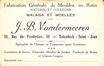 Carte de visite J. B. Vandermeeren, fabrique de meubles en rotin, Rue du Presbytère, 58 (Molenbeek-Saint-Jean), s.d.<br>