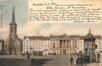 Carte-vue colorisée Place de la Duchesse de Brabant, partie haute avec Hospice, église Sainte-Barbe, tram et colonne Morris (Molenbeek-Saint-jean), éd. Nels (Bruxelles), 1902. <br>
