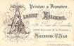 Carte porcelaine Albert Maloens, peinture et décoration, Rue de Gosselies, 9 (Molenbeek-Saint-Jean), lithogr. Vandamme-Marre (Bruxelles), s.d. [vers 1860-1870].<br>