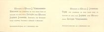 Faire-part de mariage Louise Verhaegen et Joseph Joncker (Molenbeek-Saint-Jean et Dolhain-Limbourg), 1898.<br>