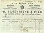 Facture Quincaillerie Taverniers & fils, Chaussée de Gand, 28 (Molenbeek-Saint-Jean), 1917.<br>