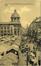 Carte-vue Place Communale avec marché, Maison Communale, église Saint-Jean-Baptiste et Rue du Comte de Flandre (Molenbeek-Saint-Jean), éd. P.J. Flion (Bruxelles), 1930.<br>