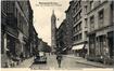 Carte-vue Rue du Comte de Flandre et église Saint-Jean-Baptiste (Molenbeek-Saint-Jean), éd. G. Caris (Molenbeek-Saint-Jean), s.d. [années 1950].<br>
