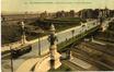 Carte-vue colorisée Pont du Jubilé reliant Bruxelles à Molenbeek-Saint-Jean, enjambant les rails de la Gare Maritime, éd. Henri Georges (Bruxelles), 1913.<br>