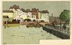 Prentkaart Kanaal van Charleroi en Henegouwkaai (Sint-Jans-Molenbeek) getekend door Amédée Lynen, z.uitg., s.d. [1920].<br>