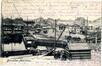Carte-vue Porte du Rivage, entre Bruxelles et Molenbeek-Saint-Jean, Bassin de l'Entrepôt, Boulevard Léopold II, éd. M.M. (Bruxelles), 1905.