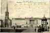 Carte-vue Place de la Duchesse de Brabant, partie haute avec église Sainte-Barbe, Hospice pour vieillards, tram et colonne Morris (Molenbeek-Saint-Jean), éd. Nels (Bruxelles), 1902<br>