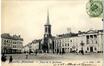 Carte-vue Place de la Duchesse de Brabant, partie haute avec église Sainte-Barbe, Hospice pour vieillards, tram colonne Morris (Molenbeek-Saint-Jean), éd. L. L. (Bruxelles), 1905