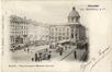 Prentkaart Gemeenteplein met markt en Gemeentehuis (Sint-Jans-Molenbeek), foto E. Castelein, uitg. L. Lagaert (Brussel), 1902.<br>